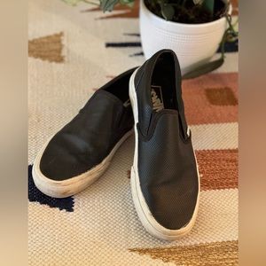 Black Leather Vans Women's Size 9.0
